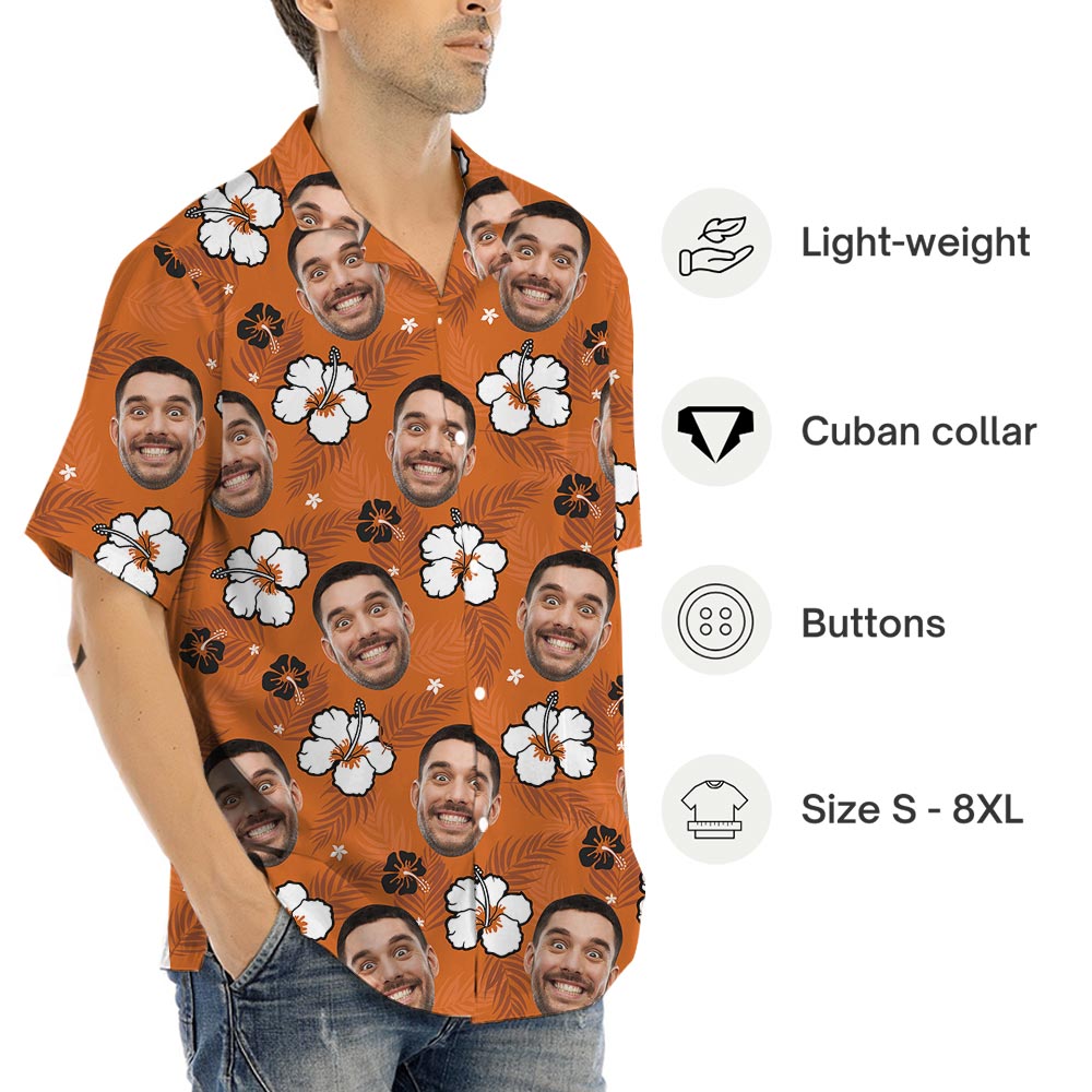 Funny Your Face Hawaiian Shirt Orange Print