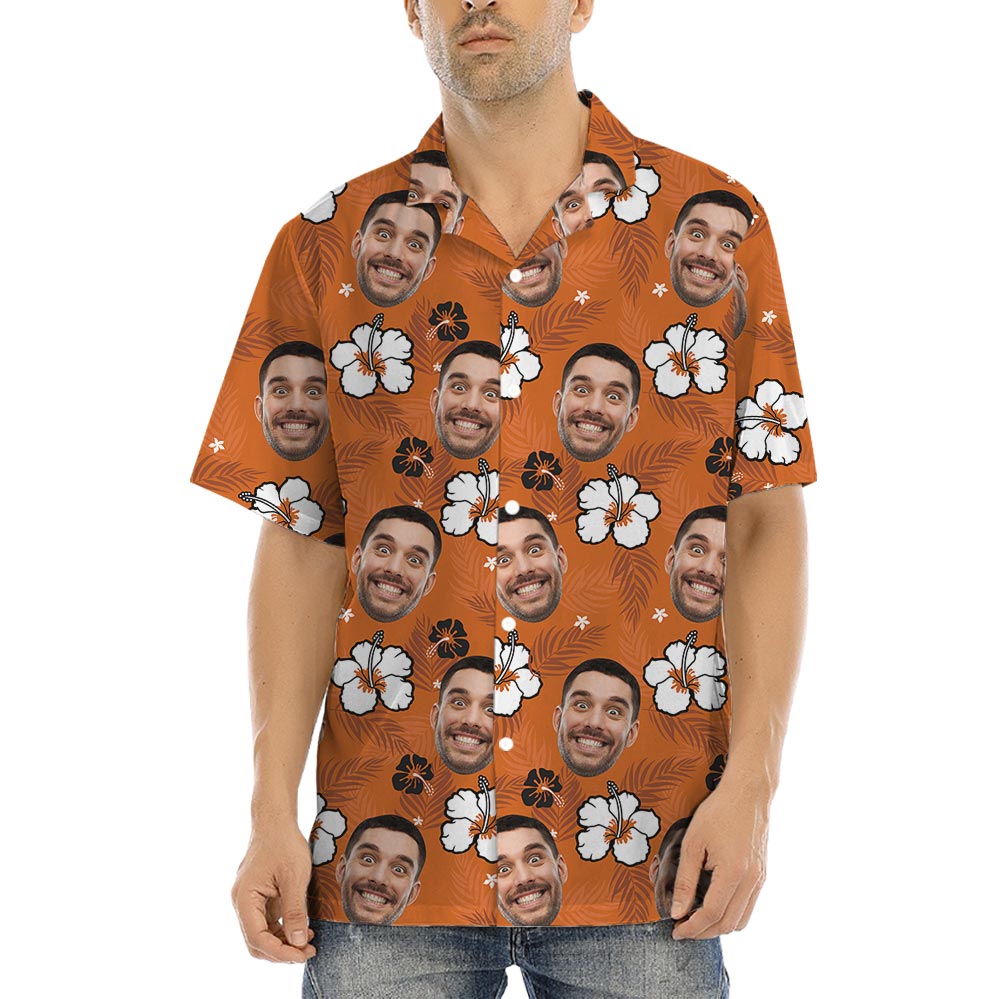Funny Your Face Hawaiian Shirt Orange Print