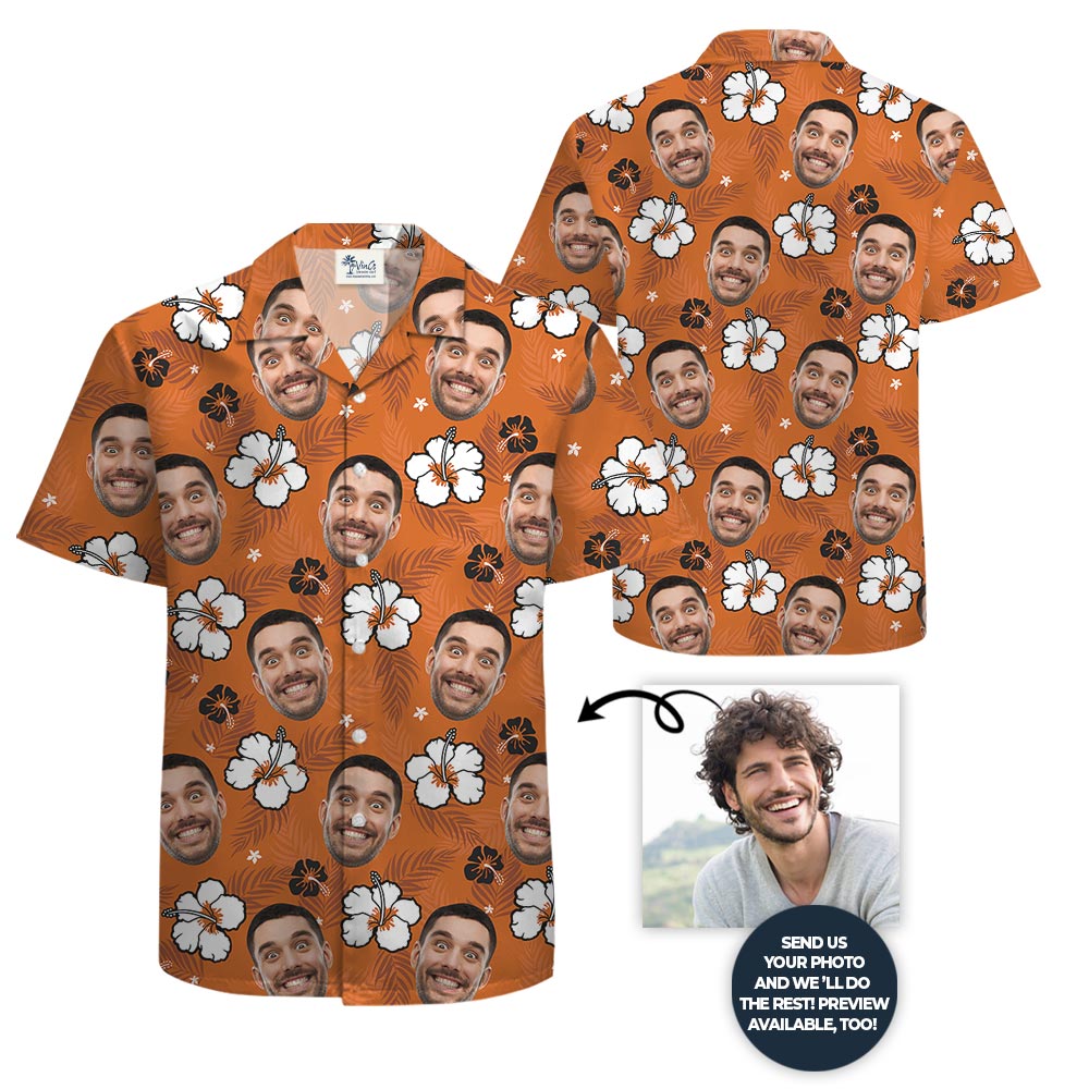 Funny Your Face Hawaiian Shirt Orange Print