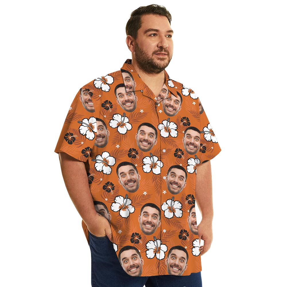 Funny Your Face Hawaiian Shirt Orange Print