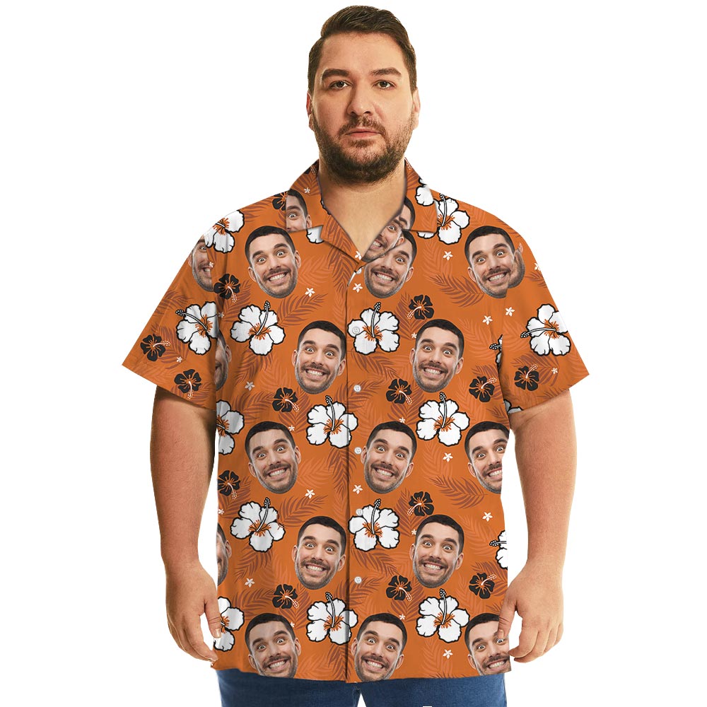 Funny Your Face Hawaiian Shirt Orange Print