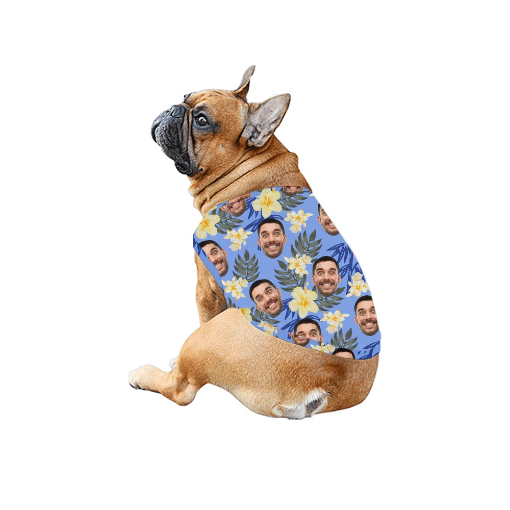 Blue Matching Family Hawaiian Shirt And Dress With Custom Face