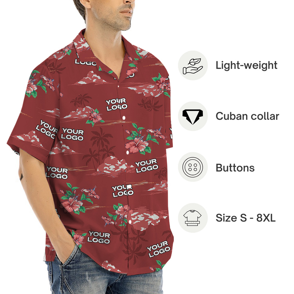 Tropical Hawaiian Shirt With Custom 1-4 Logos