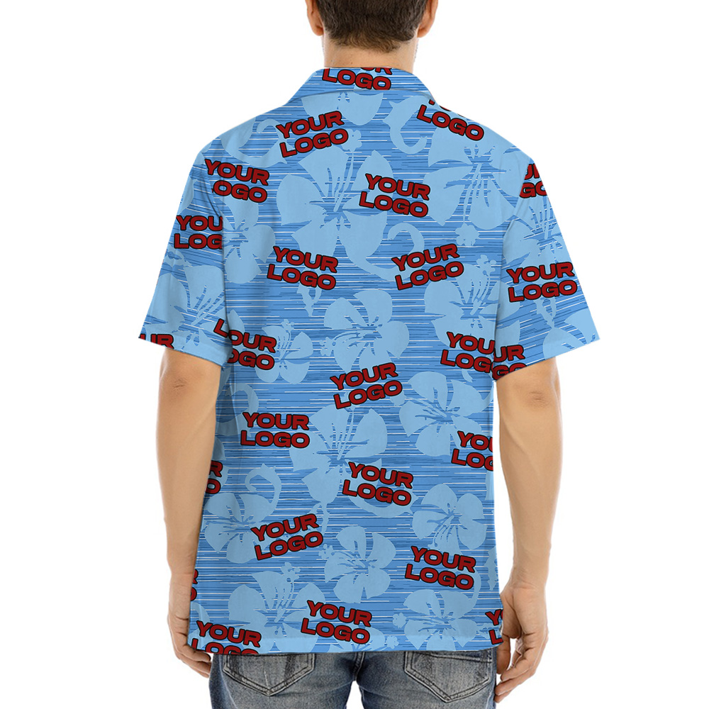 Custom Multiple Company Logos Blue Hawaiian Shirt