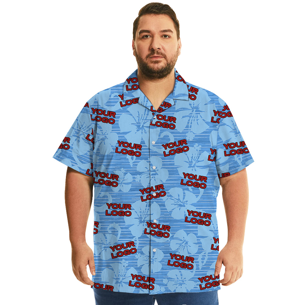 Custom Multiple Company Logos Blue Hawaiian Shirt
