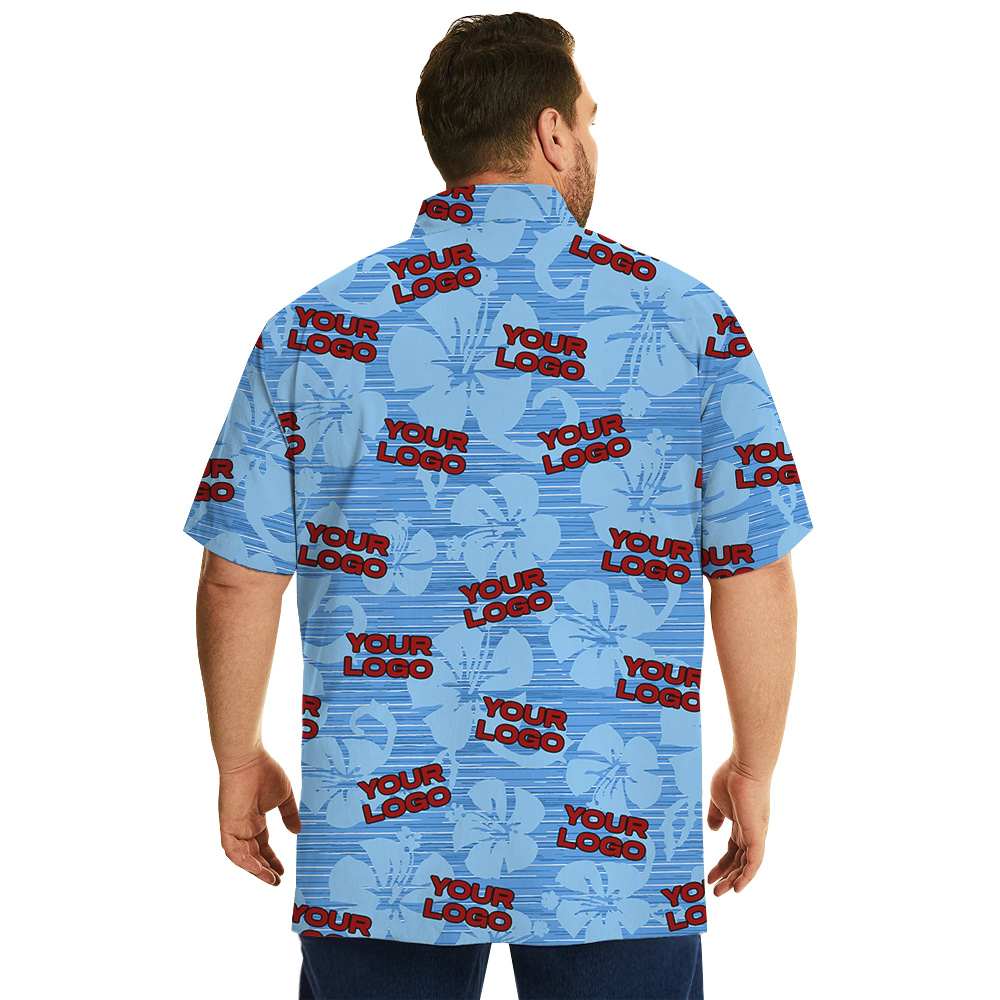 Custom Multiple Company Logos Blue Hawaiian Shirt