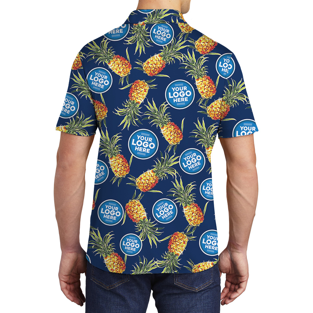 Custom 1-4 Logos Vintage Pineapple Navy Polo Shirt