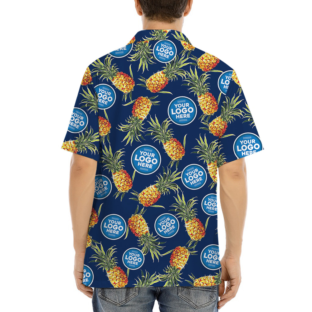 Custom Company Logo Vintage Navy Hawaiian Shirt