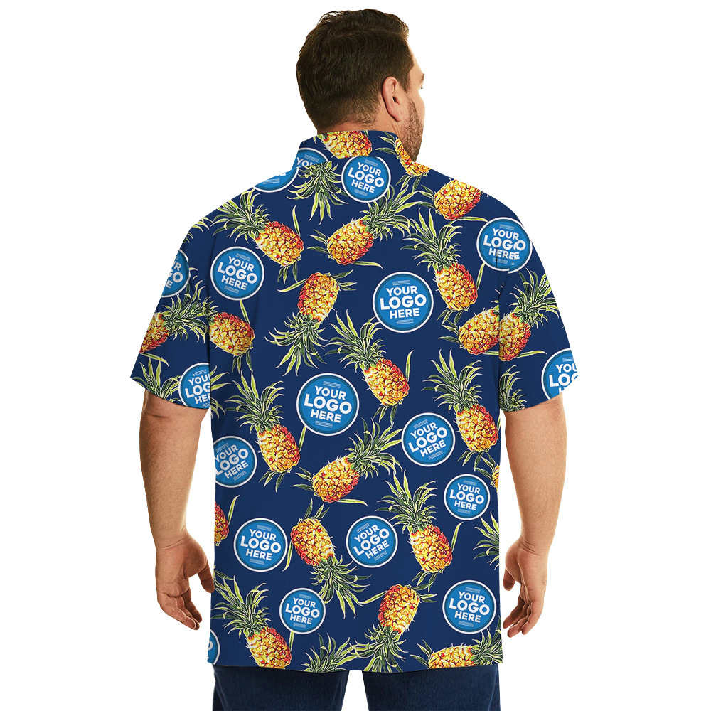 Custom Company Logo Vintage Navy Hawaiian Shirt