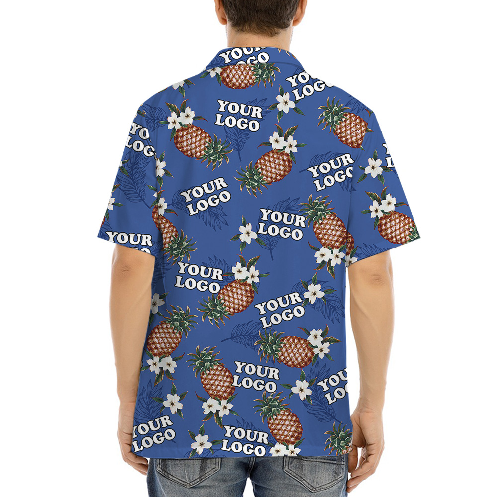 Classic Blue Pineapple Hawaiian Shirt With Custom Logo