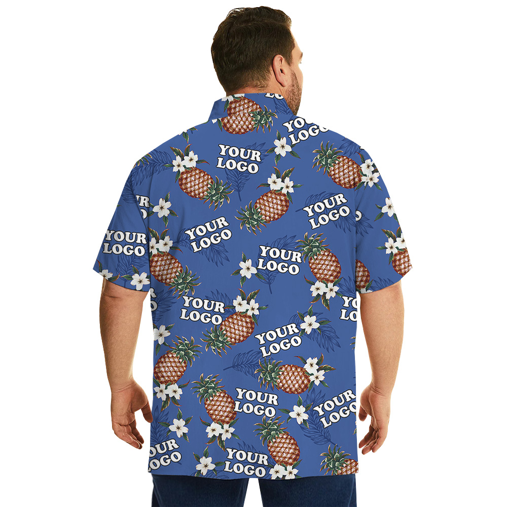 Classic Blue Pineapple Hawaiian Shirt With Custom Logo