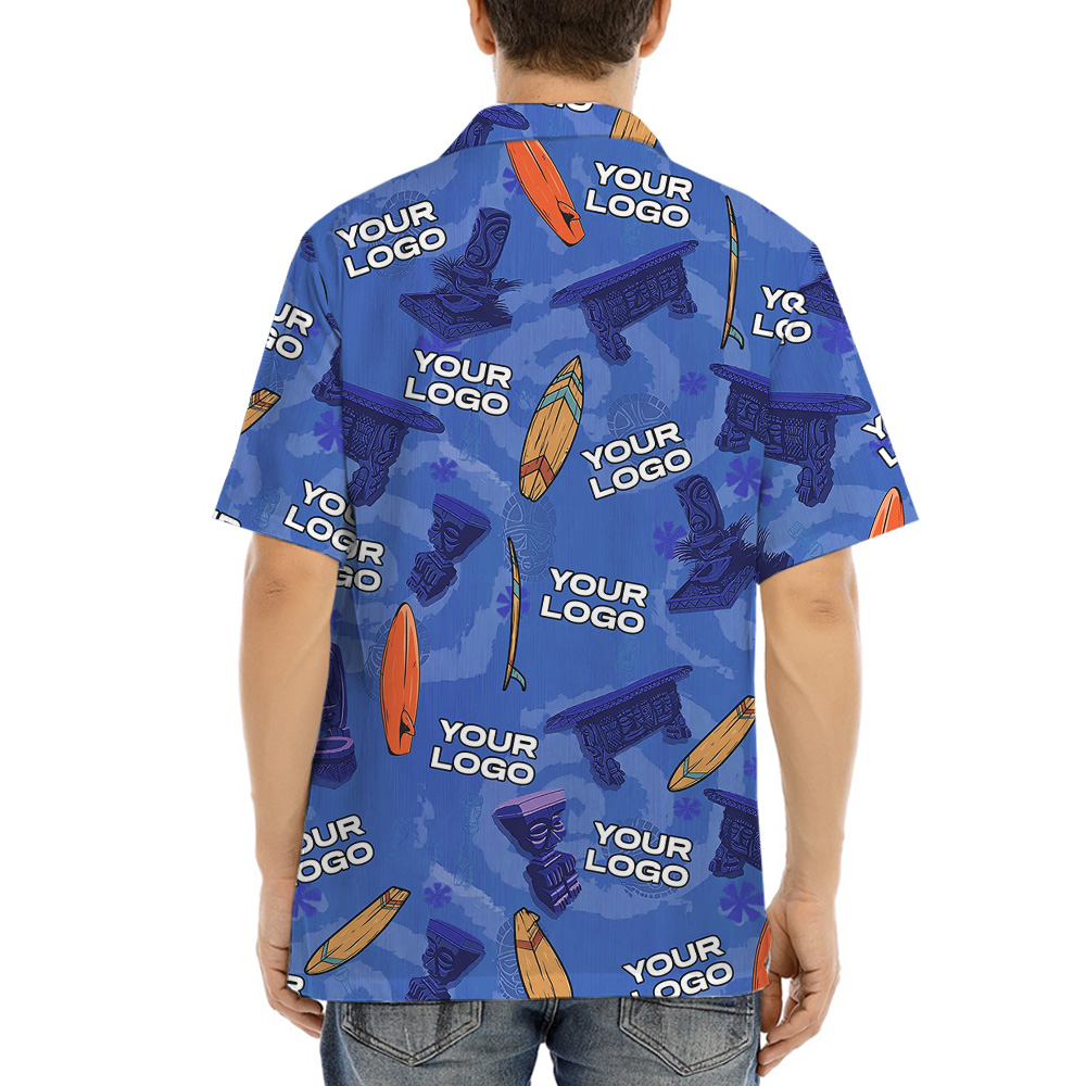 Vintage Tiki Surfing Navy Hawaiian Shirt With Custom Logo