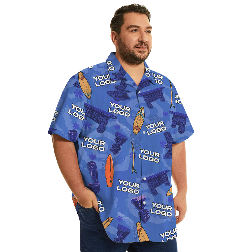 Vintage Tiki Surfing Navy Hawaiian Shirt With Custom Logo
