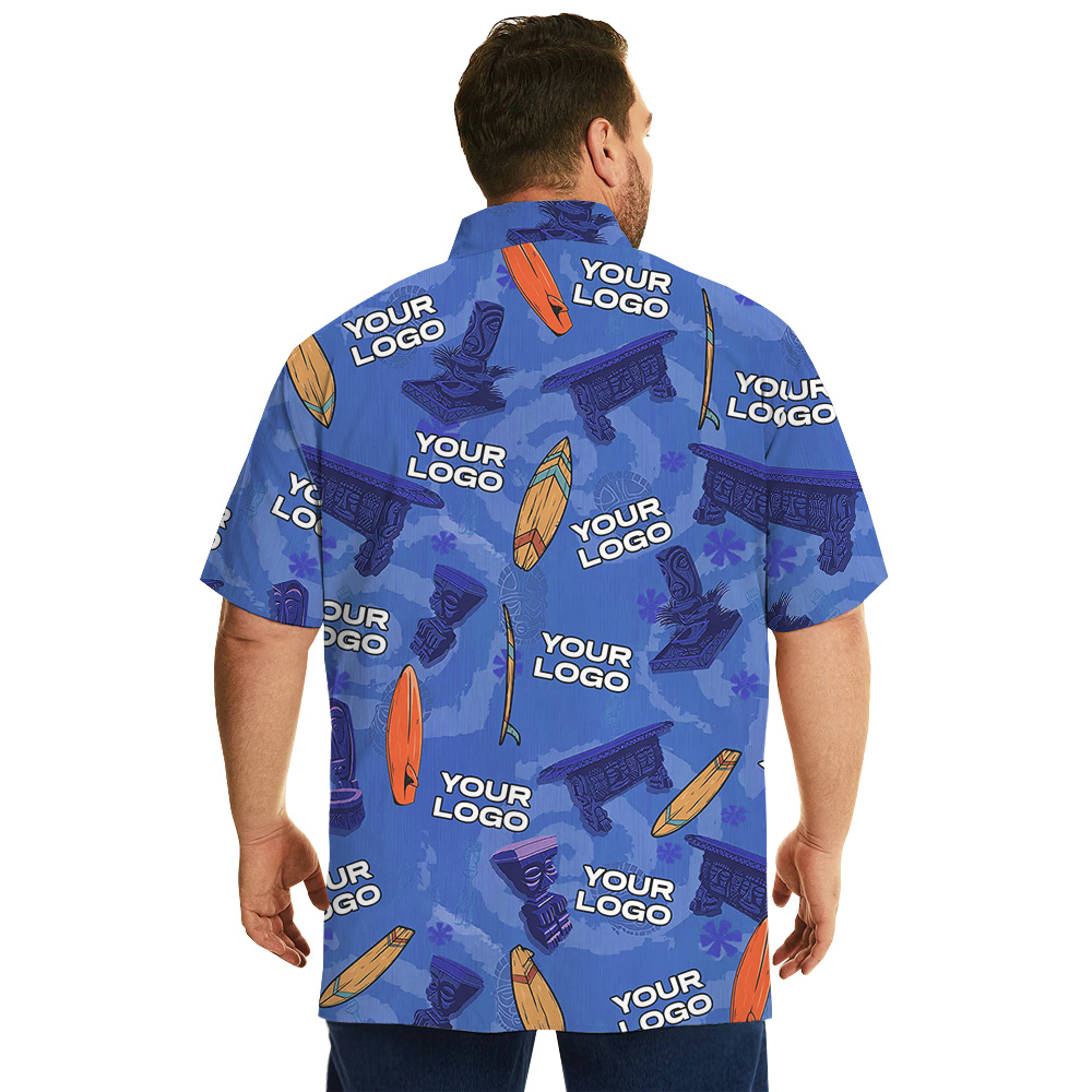 Vintage Tiki Surfing Navy Hawaiian Shirt With Custom Logo