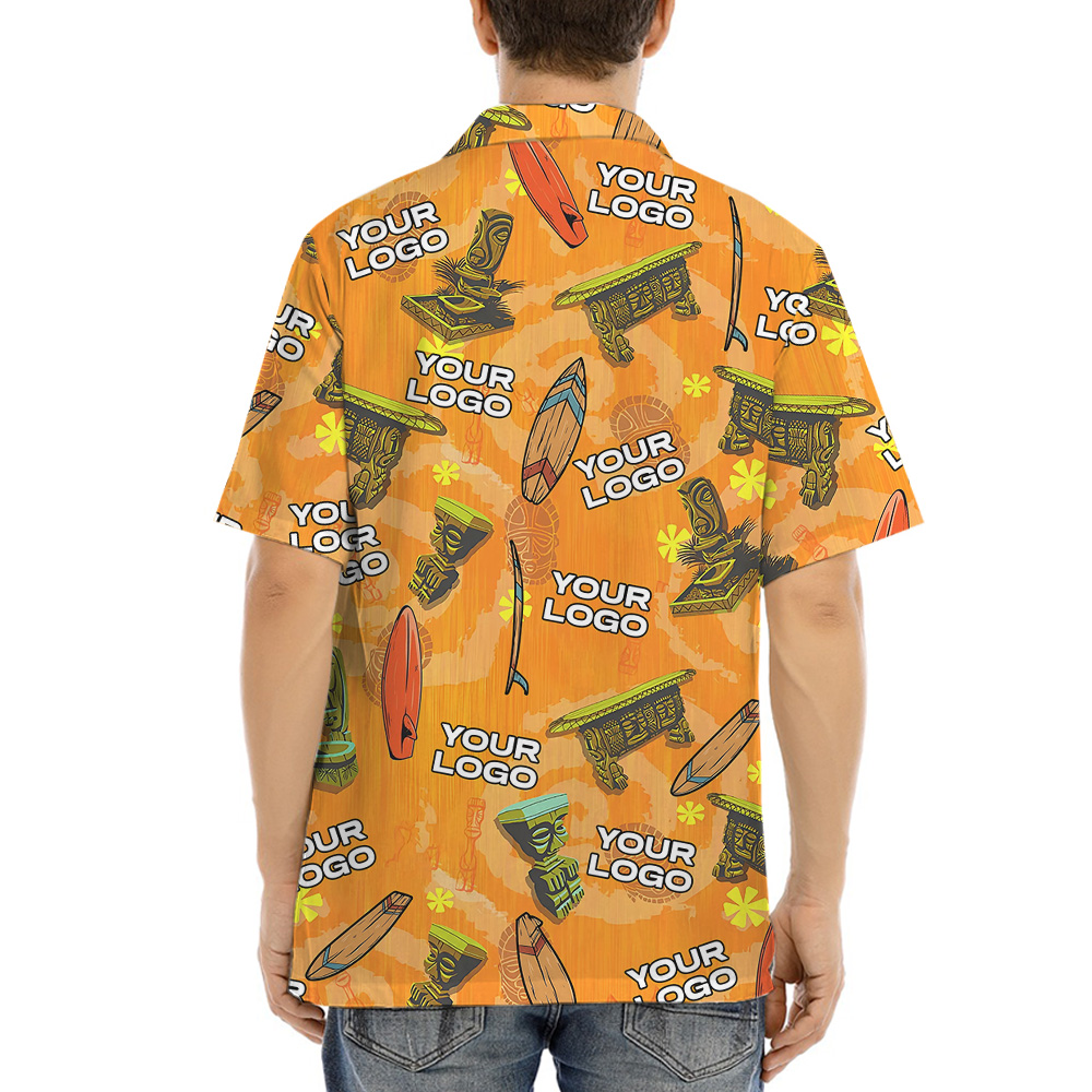 Custom Company Logo Vintage Orange Tiki Hawaiian Shirt