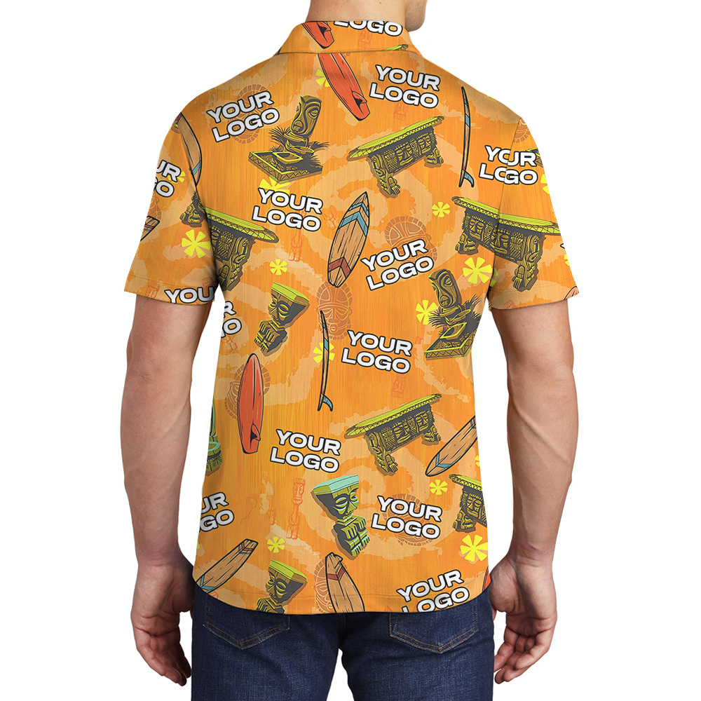 Vintage Tiki Surfing Polo Shirt With Custom Logo
