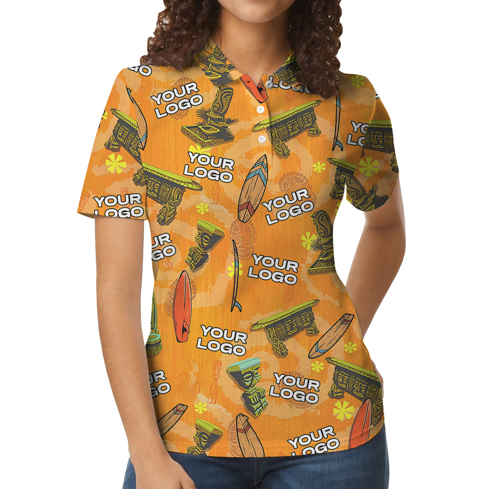 Vintage Tiki Surfing Polo Shirt With Custom Logo