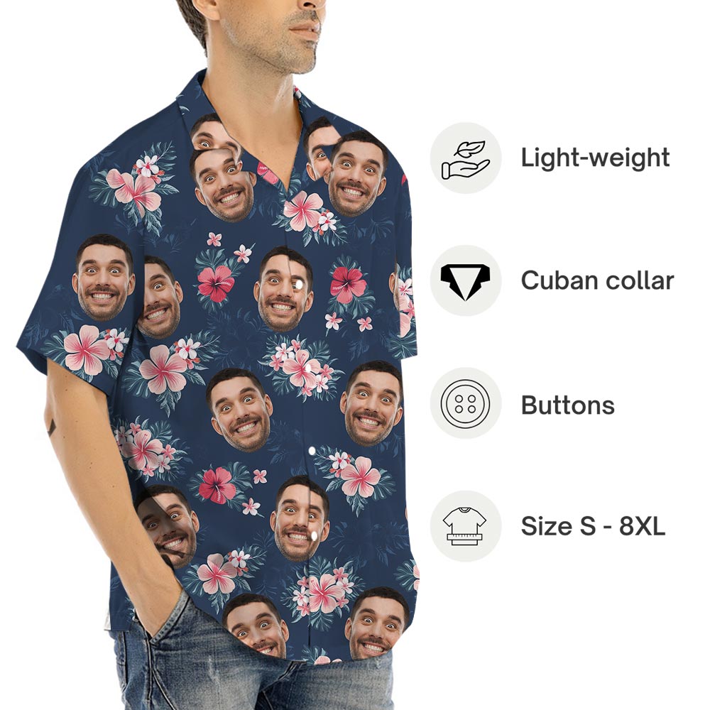 Tropical Flowers Aloha Shirt Custom Logo And Face