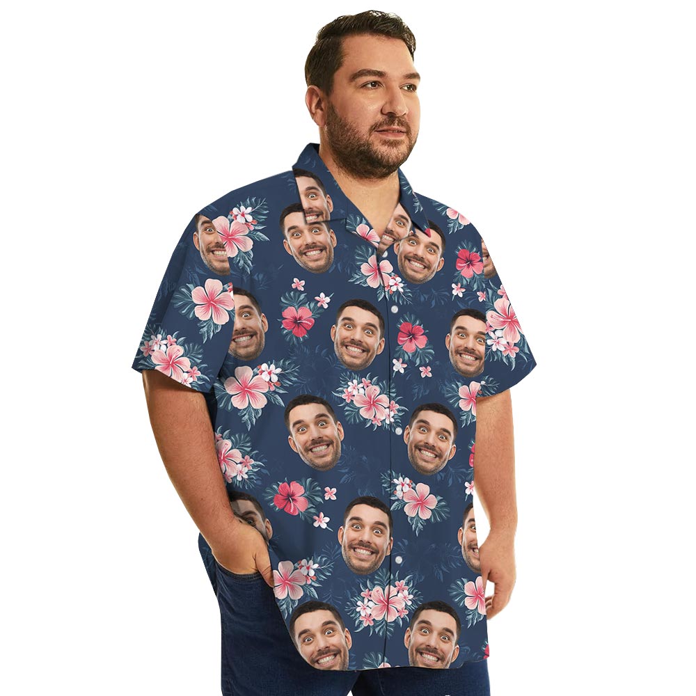 Tropical Flowers Aloha Shirt Custom Logo And Face