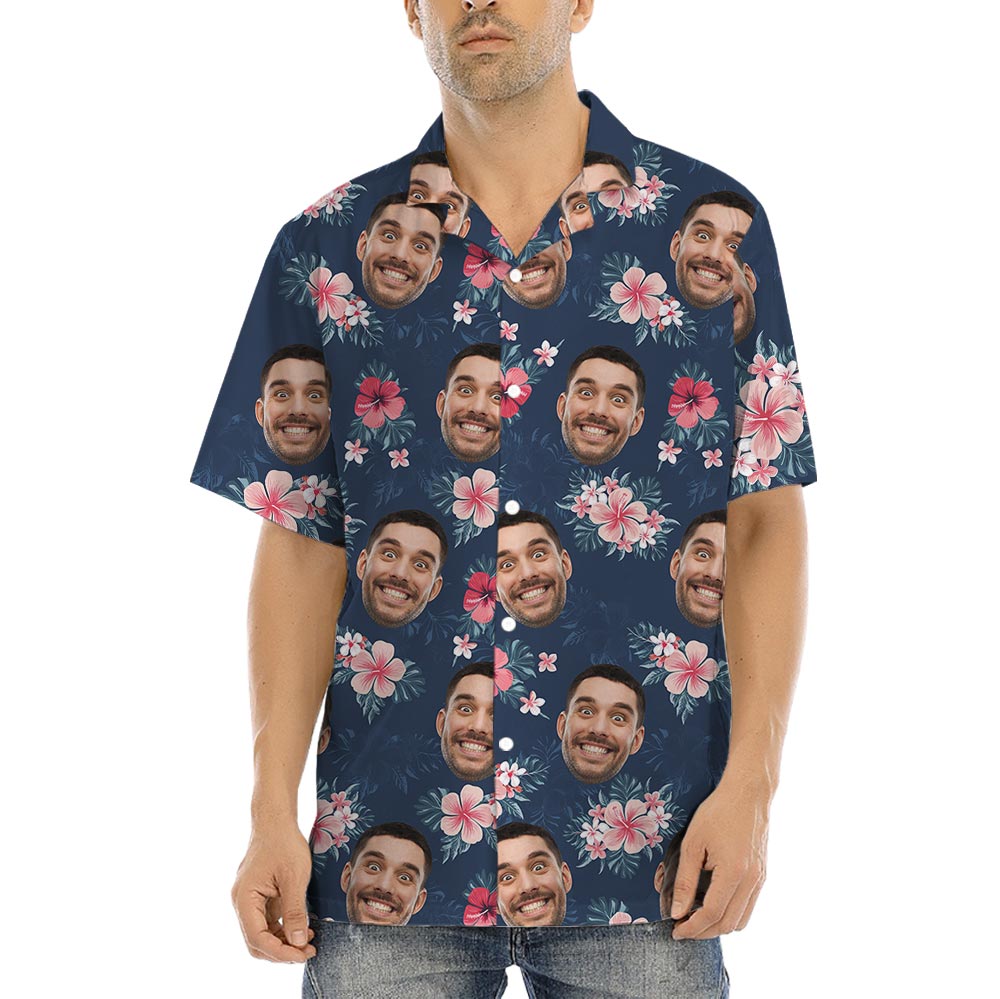 Tropical Flowers Aloha Shirt Custom Logo And Face