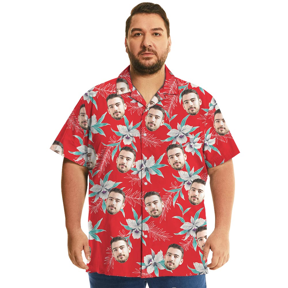 Personalized Red Hawaii Button Shirt With Corporate Logo