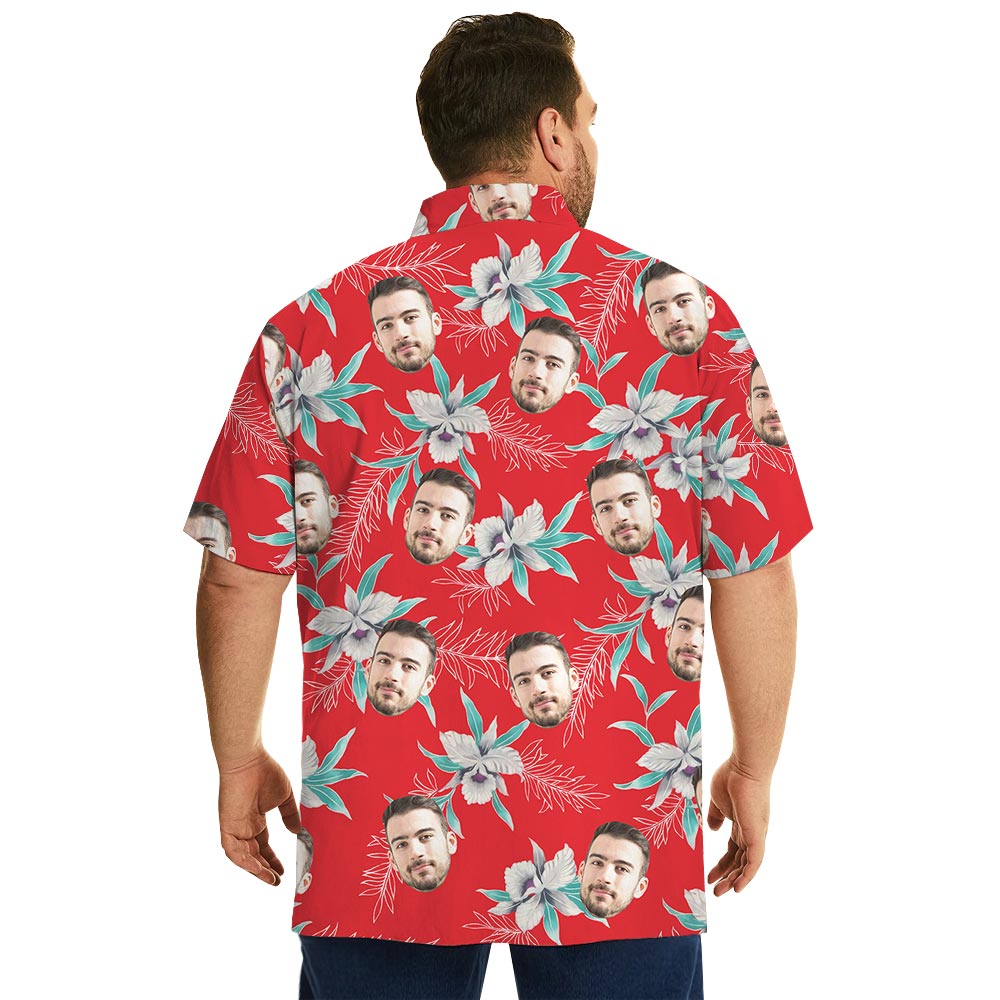 Personalized Red Hawaii Button Shirt With Corporate Logo