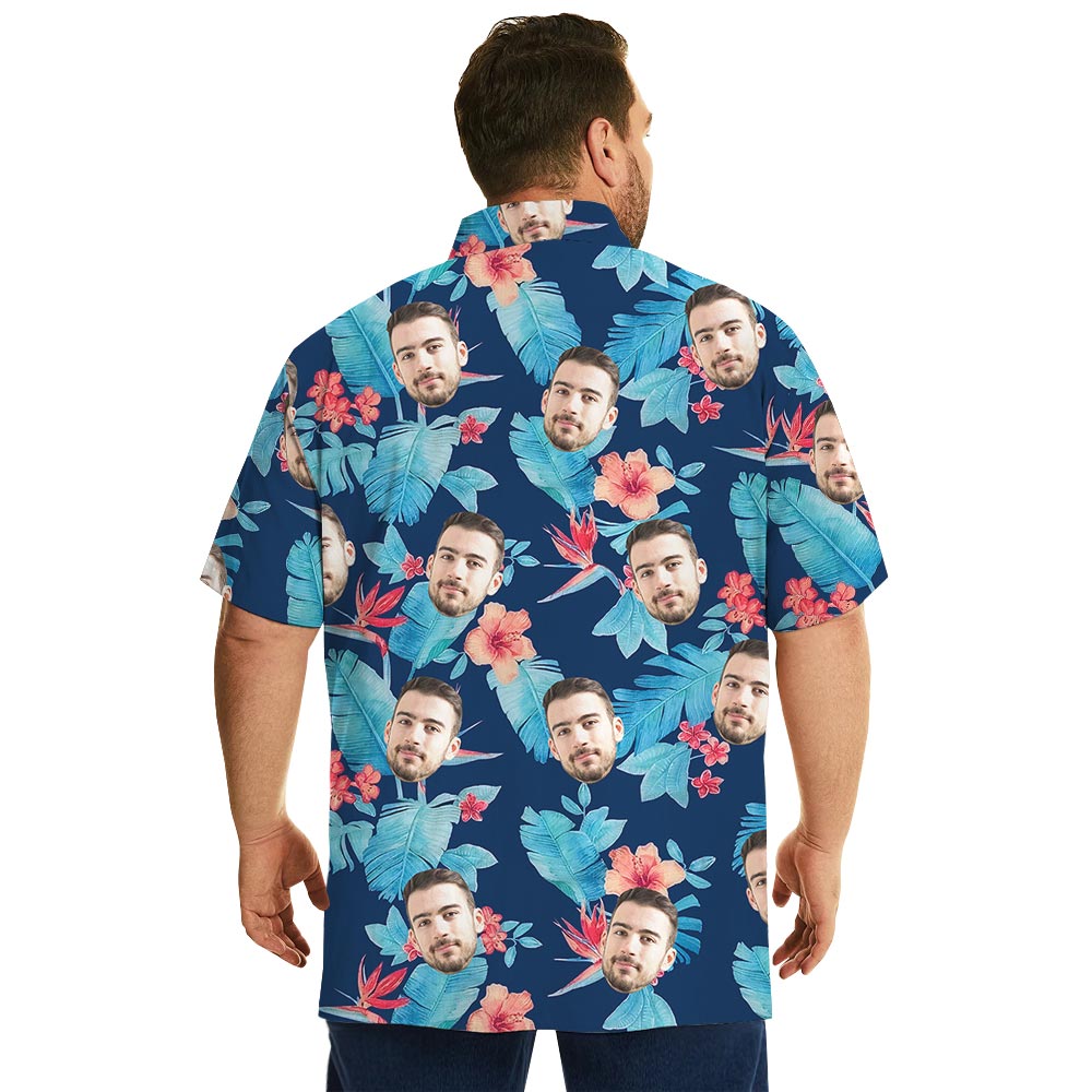 Blue Floral Corporate Hawaiian Shirt With Logo