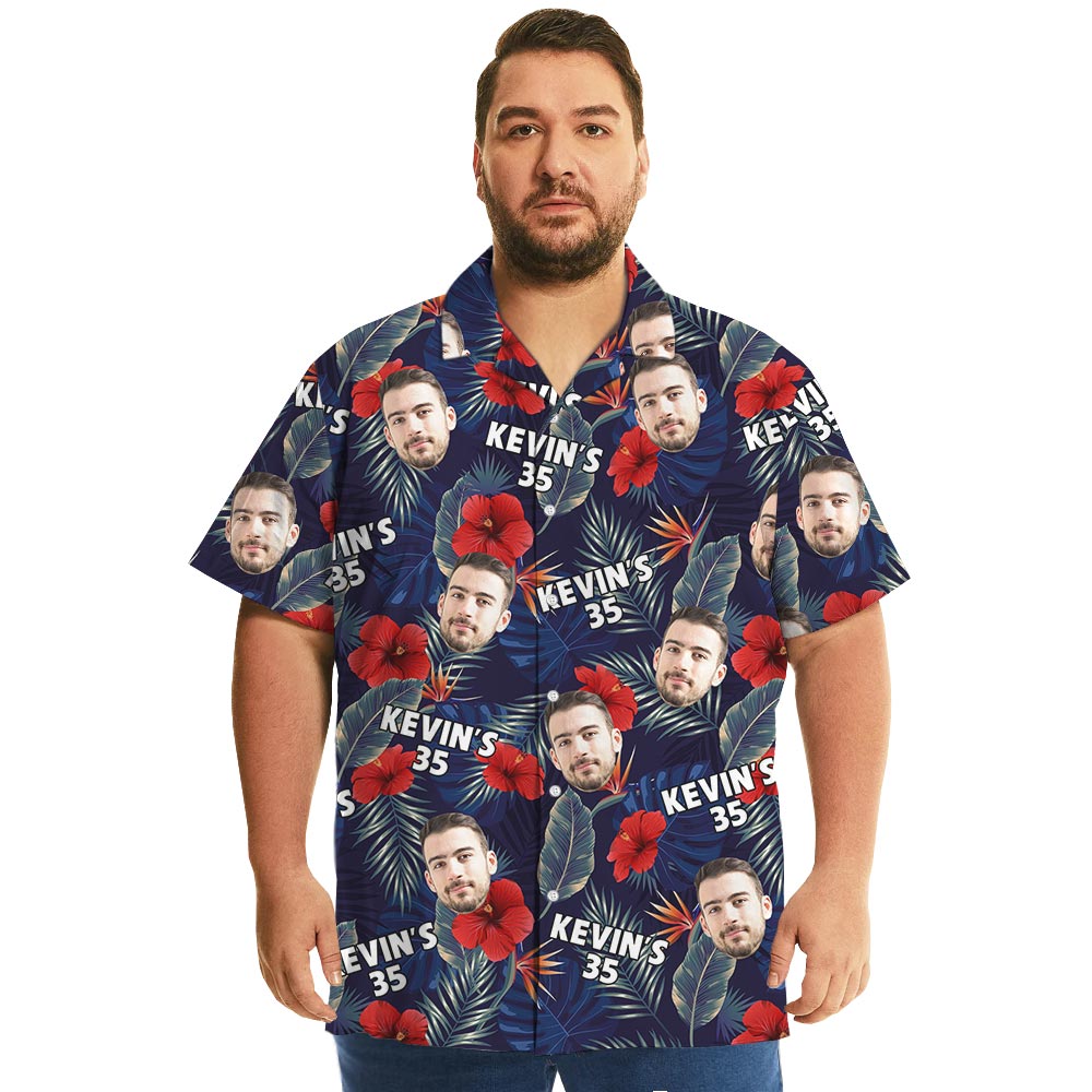 Unique Personalized Navy Tropical Shirt Button Up