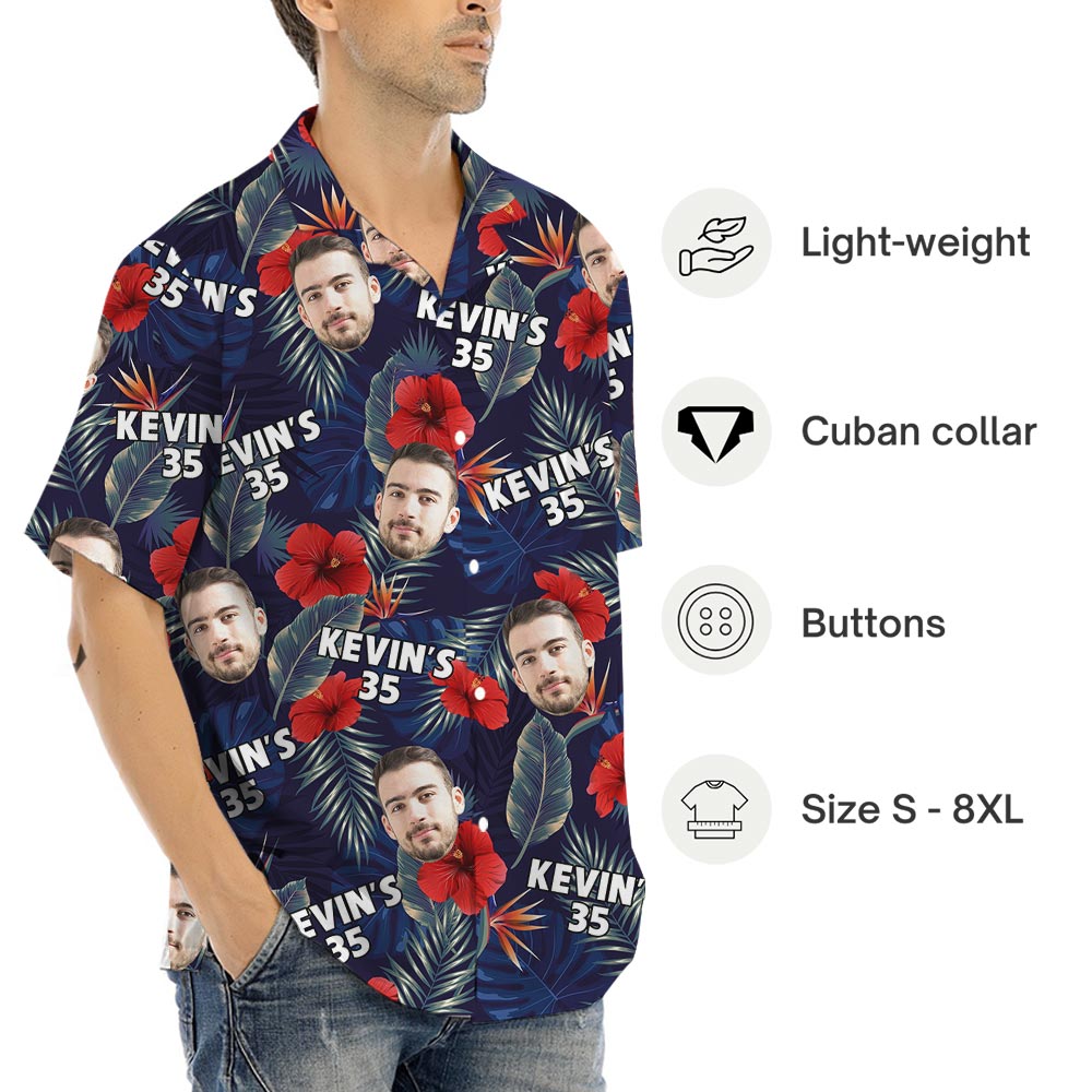 Unique Personalized Navy Tropical Shirt Button Up