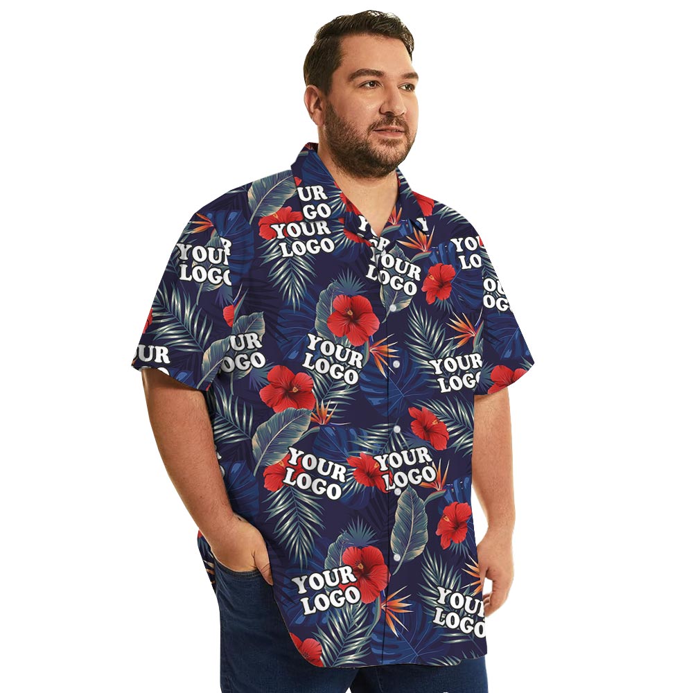 Unique Personalized Navy Tropical Shirt Button Up