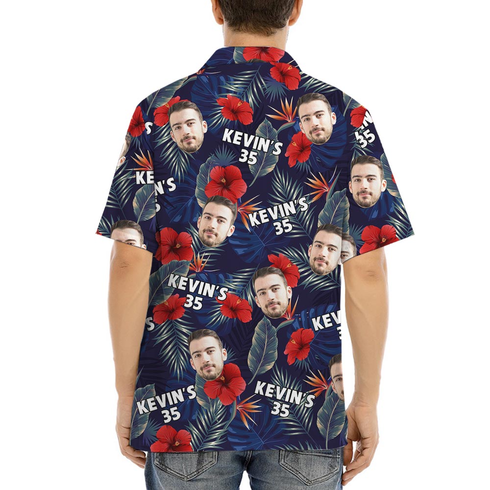 Unique Personalized Navy Tropical Shirt Button Up