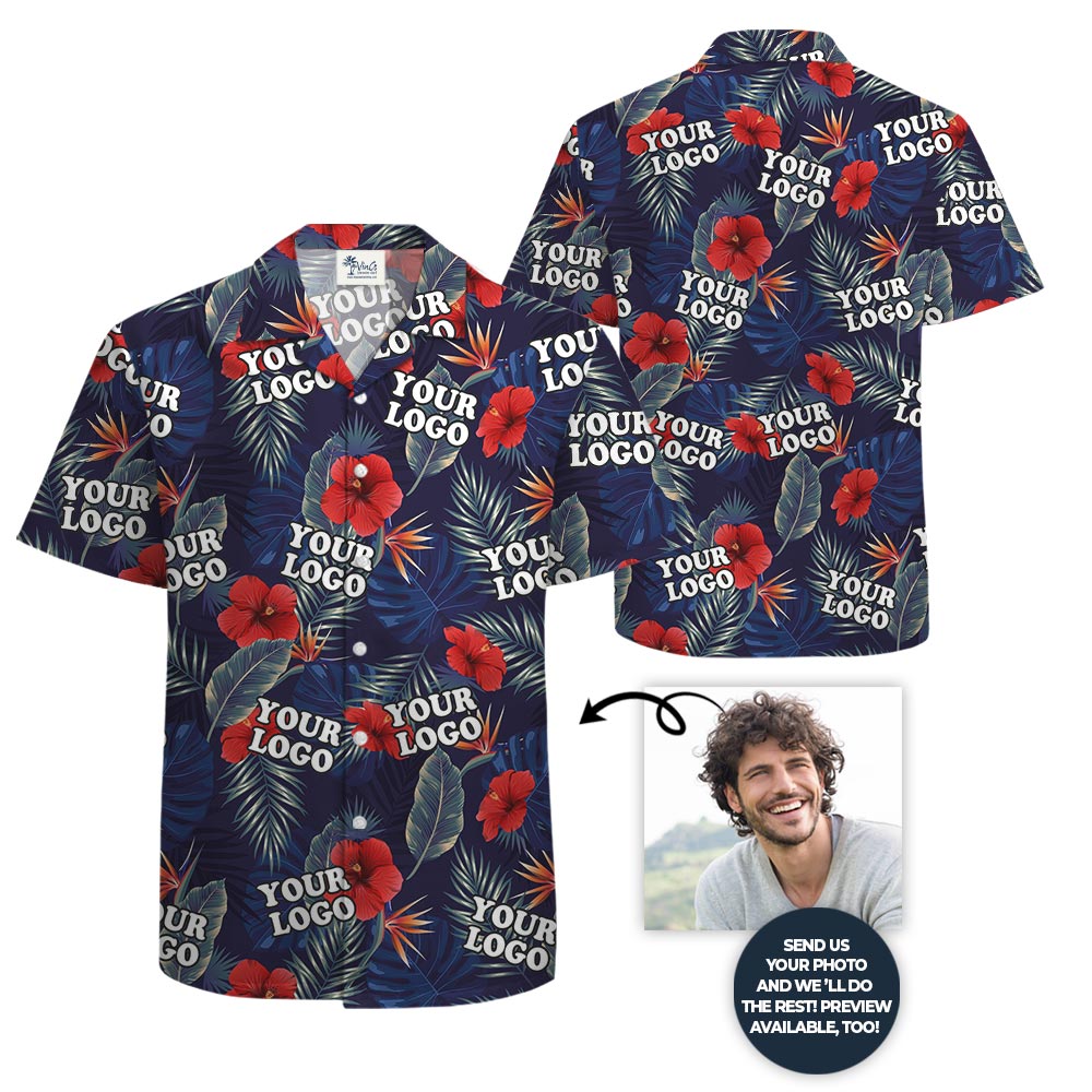 Unique Personalized Navy Tropical Shirt Button Up