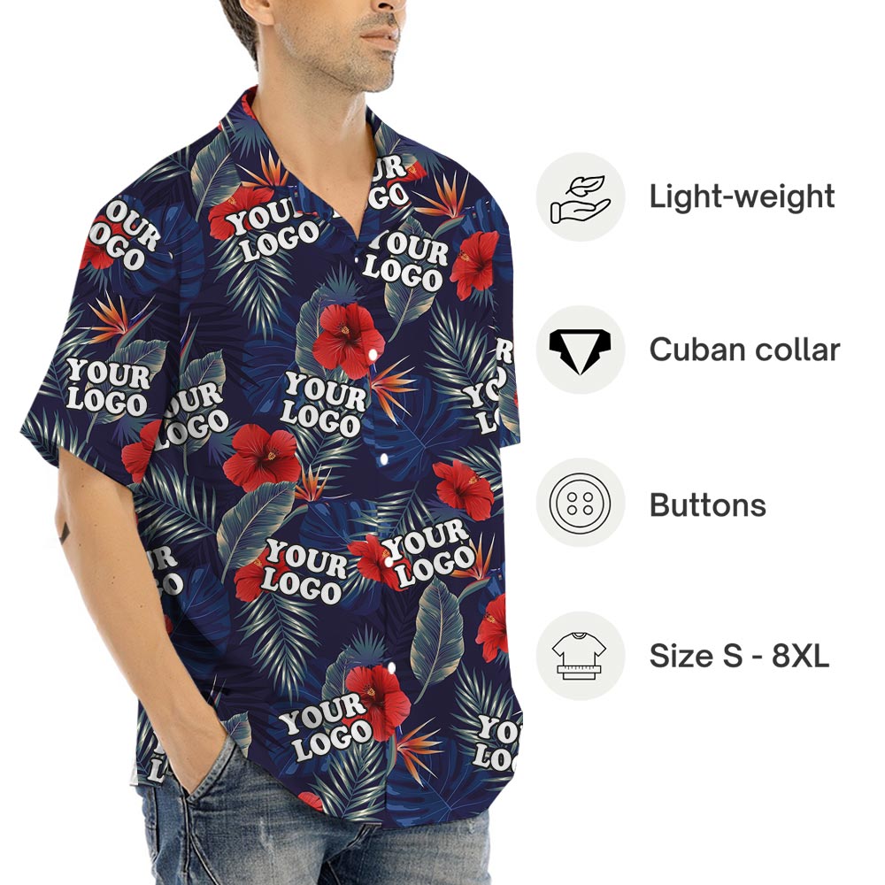 Unique Personalized Navy Tropical Shirt Button Up