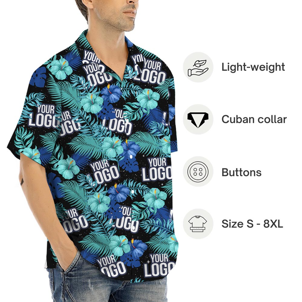 Floral Custom Company Logo Aloha Beach Shirt