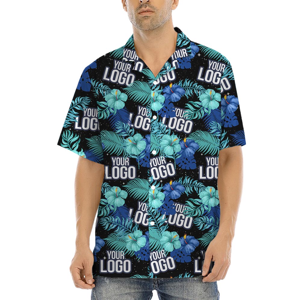 Floral Custom Company Logo Aloha Beach Shirt