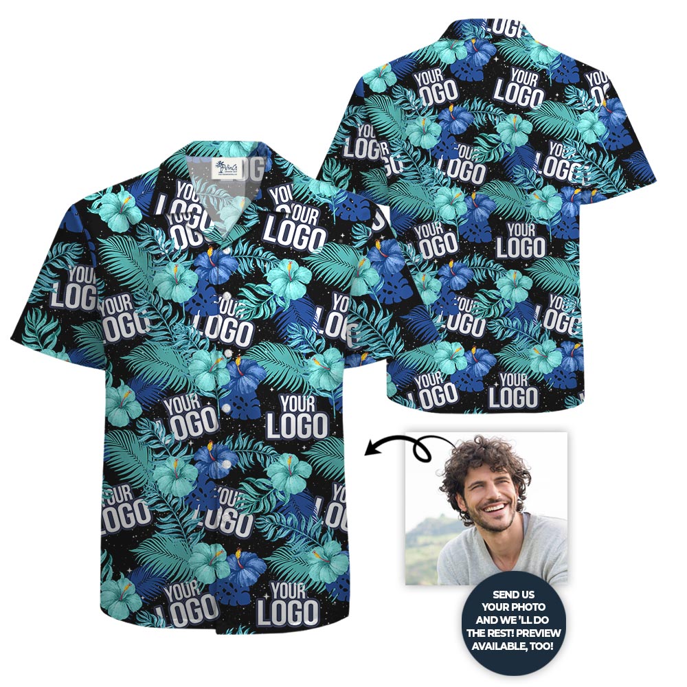 Floral Custom Company Logo Aloha Beach Shirt