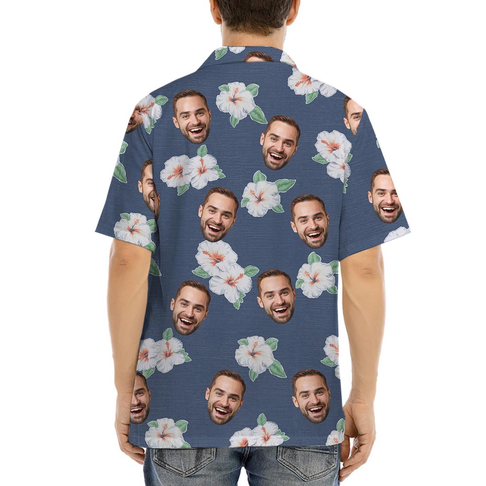 Custom Multiple Faces Hibiscus Navy Tropical Shirt