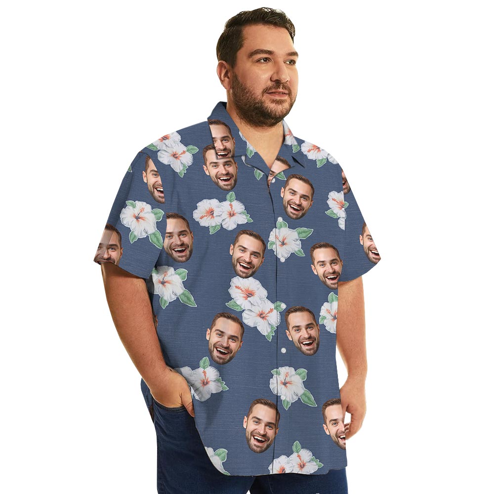 Custom Multiple Faces Hibiscus Navy Tropical Shirt