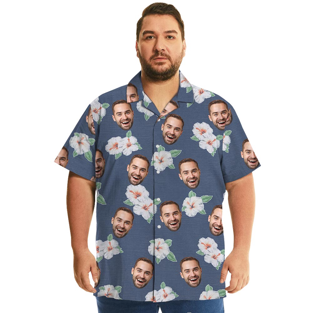 Custom Multiple Faces Hibiscus Navy Tropical Shirt