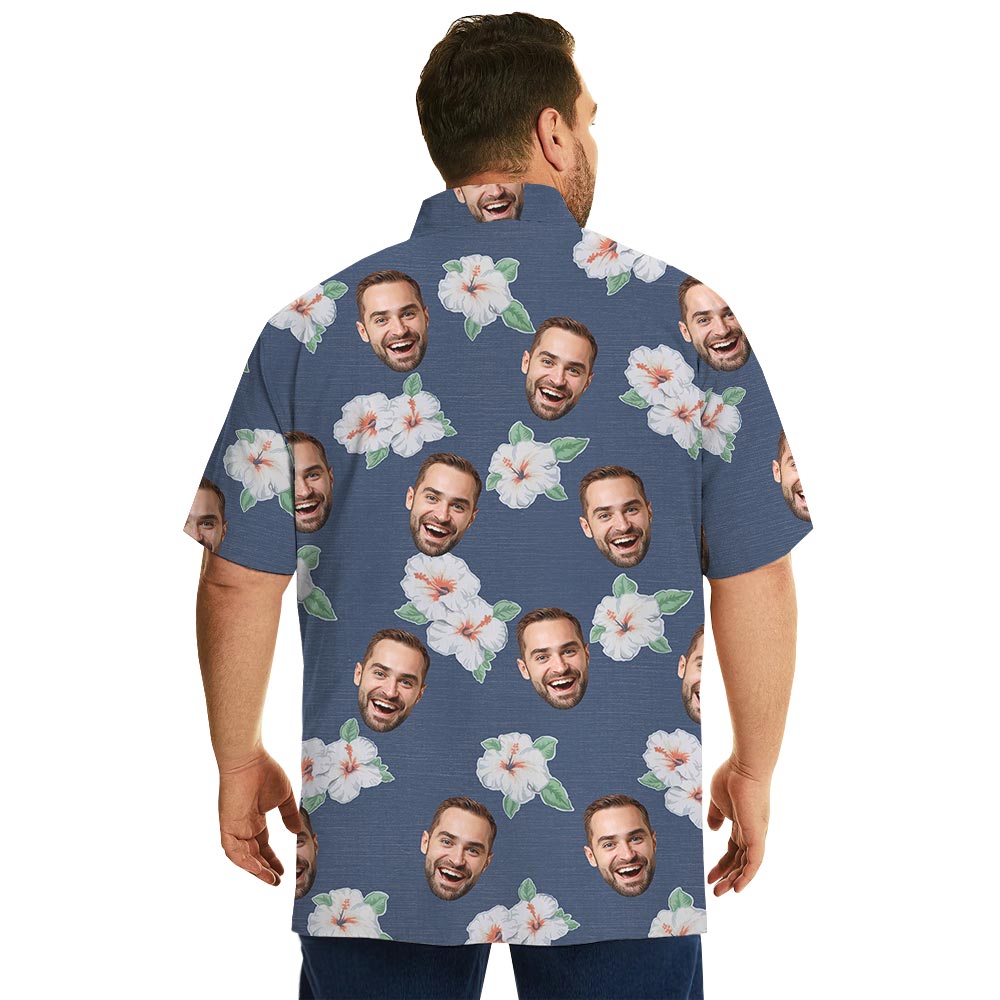Custom Multiple Faces Hibiscus Navy Tropical Shirt