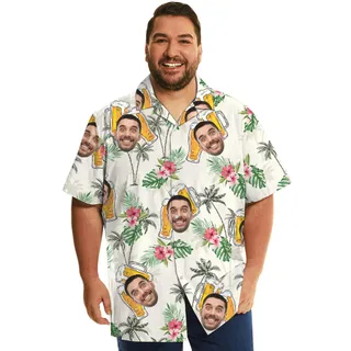 Custom Face Beer Tropical Shirt Short Sleeves