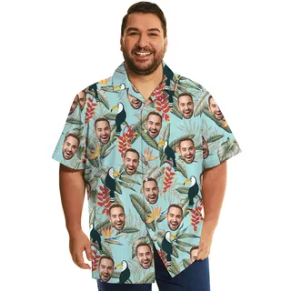 Custom 1-4 Faces Tropical Toucan Hawaiian Shirt