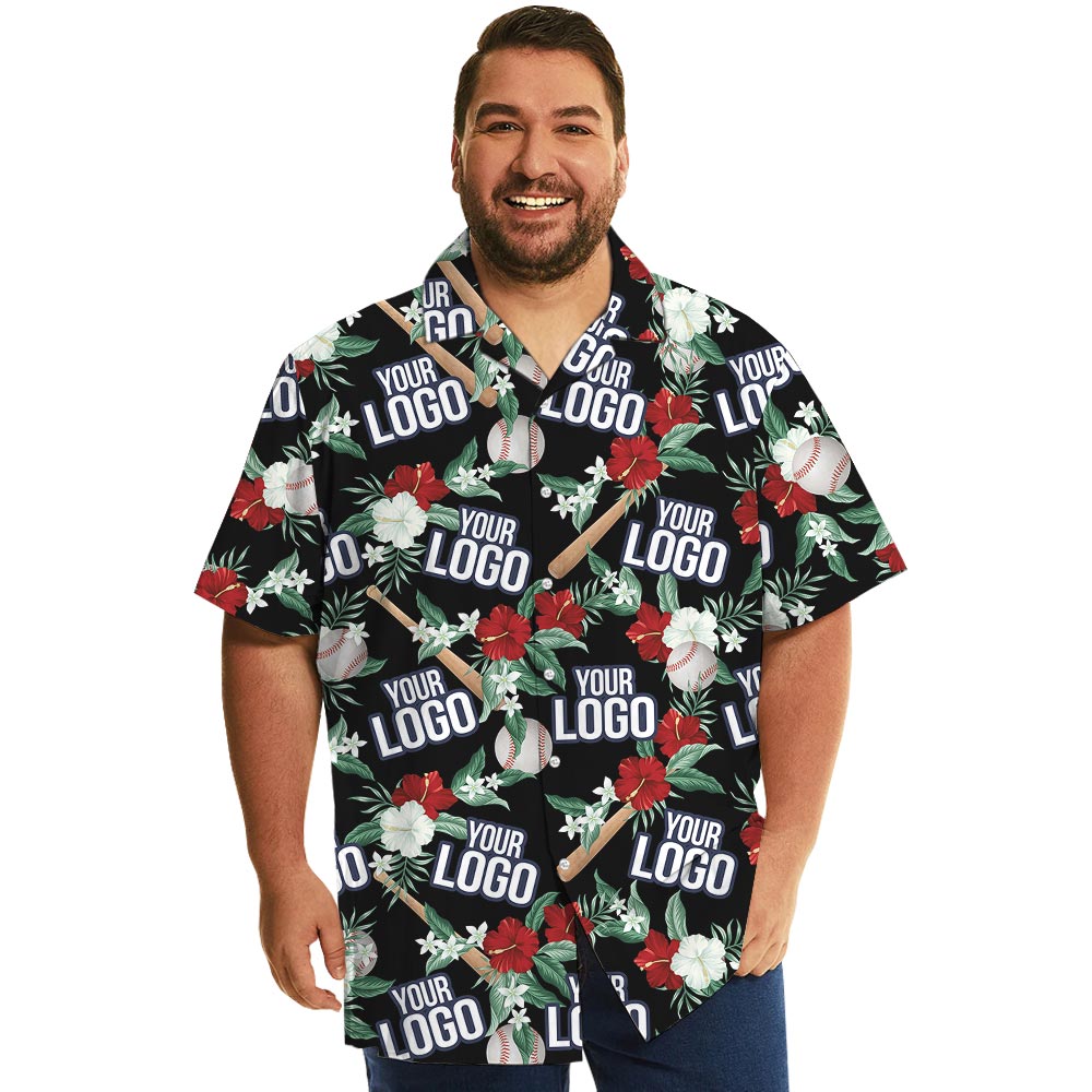 Custom Baseball Team Logo Tropical Shirt With Preview - variant image 1