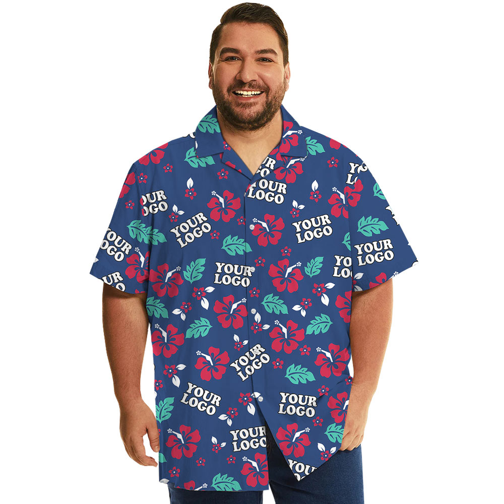 Custom Logo Navy Hawaiian Shirt For Company Uniform - variant image 1