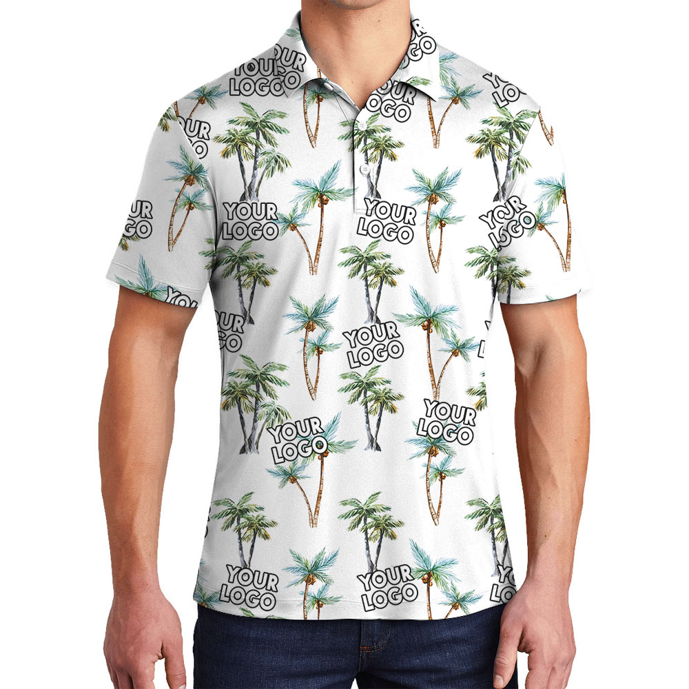 Tropical Custom Company Logo Hawaiian Polo Shirt - variant image 1