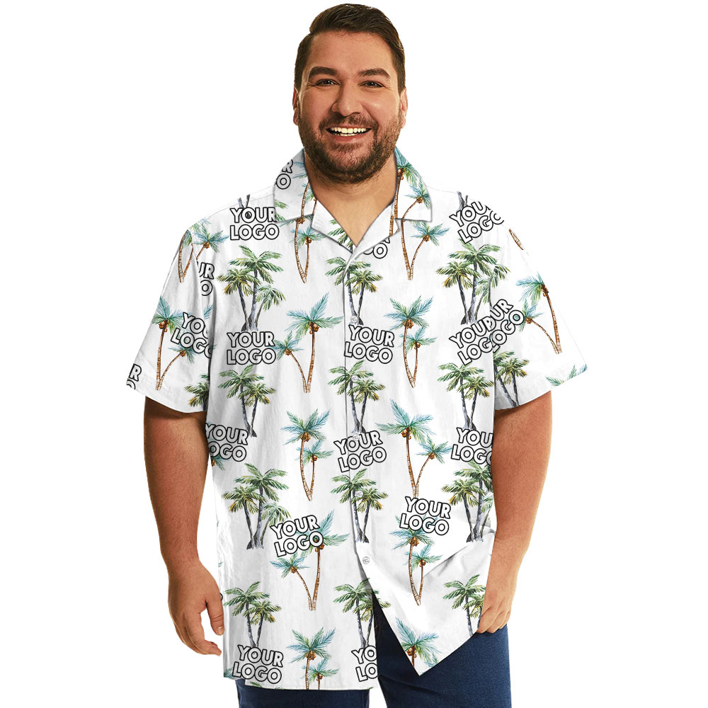 Palm Tree Hawaiian Shirt With Custom 1-4 Logos - variant image 1
