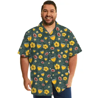 Custom Green Football Hawaiian Shirt With Logo And Name