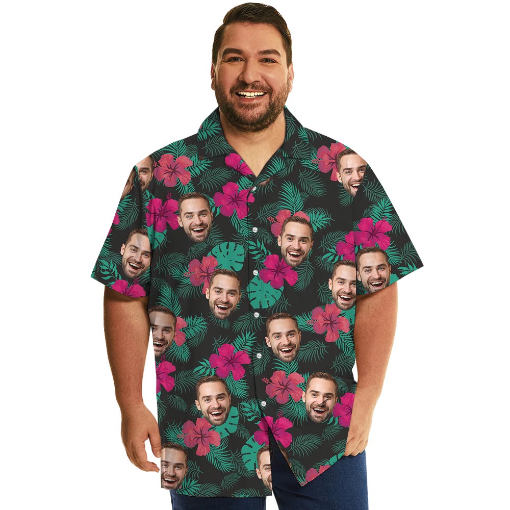 Funny Custom Your Face Tropical Summer Shirt Hibiscus - variant image 1
