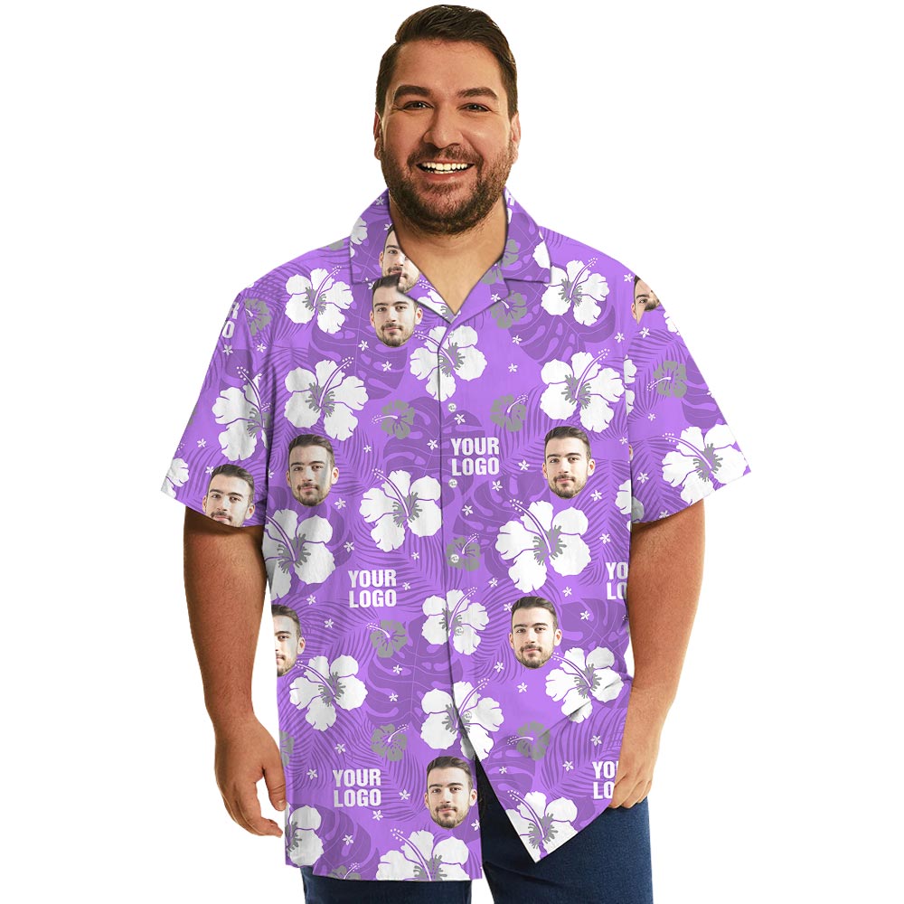 Unique Purple Aloha Shirt With Custom Logo For Team - variant image 1