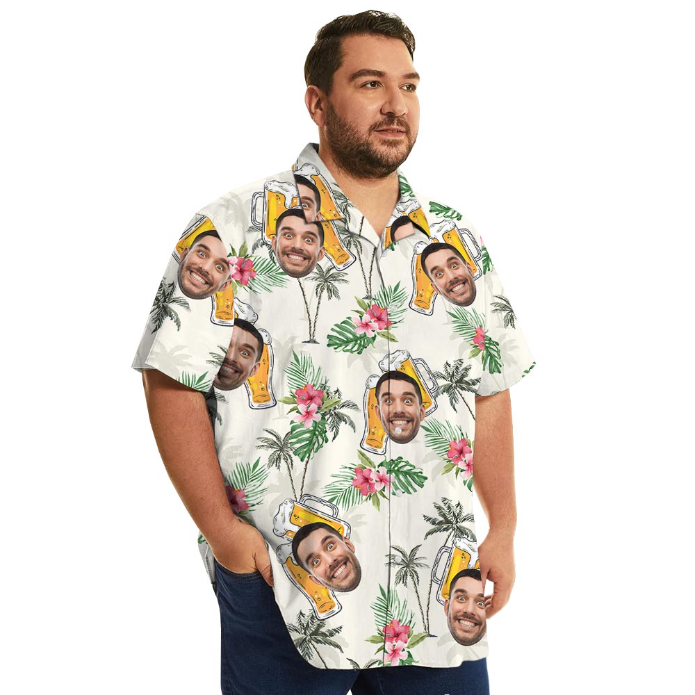 Custom Face Beer Tropical Shirt Short Sleeves
